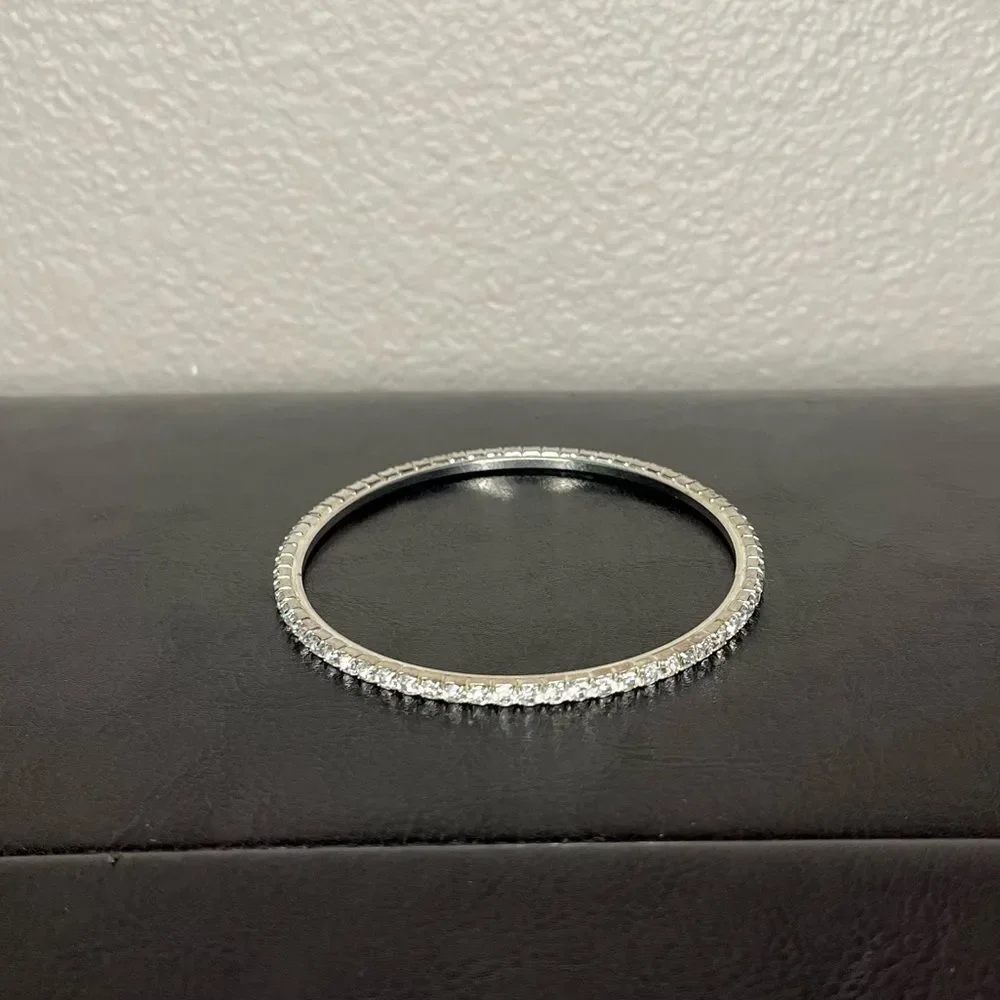 Diamond Bracelet Bangle Women’s Jewelry Silver Grey White Stone Costume​… - Picture 3 of 8